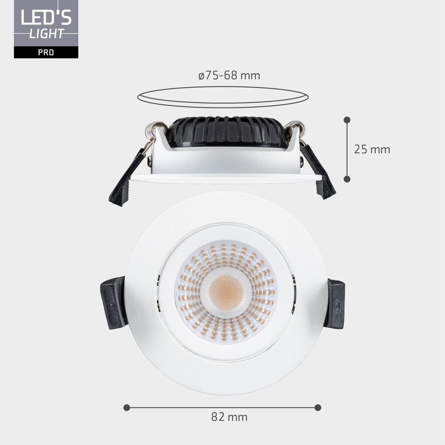 3 PACK - LED's Light PRO downlight inbouwspot Ø 68mm - Spatwaterdicht - Dimbaar - Universeel - Wit Inbouwspots led.gl