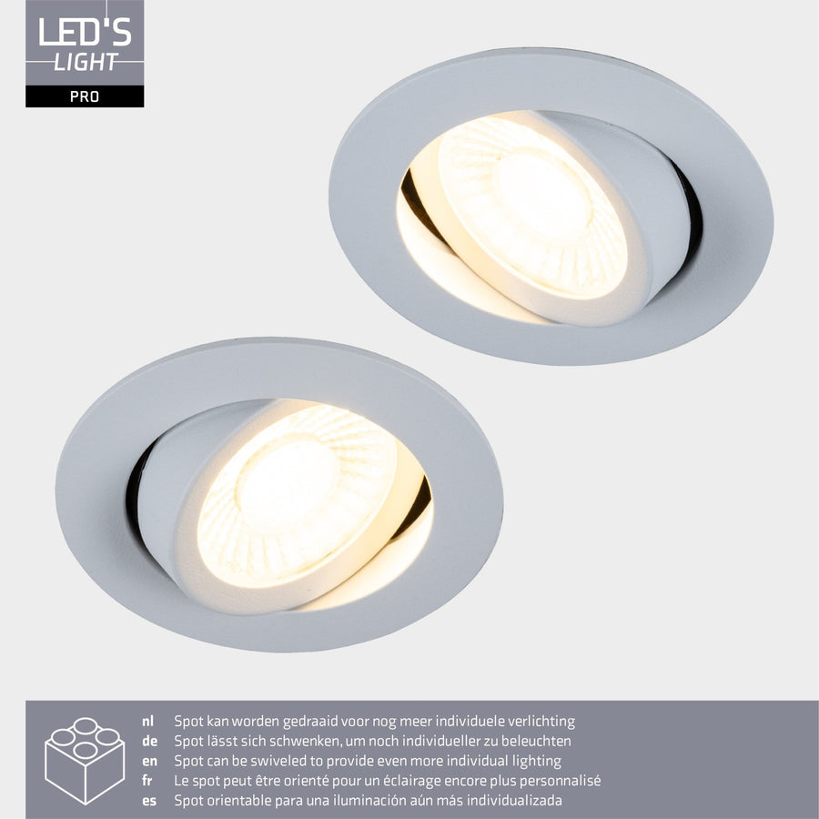 3 PACK - LED's Light PRO downlight inbouwspot Ø 68mm - Spatwaterdicht - Dimbaar - Universeel - Wit Inbouwspots led.gl