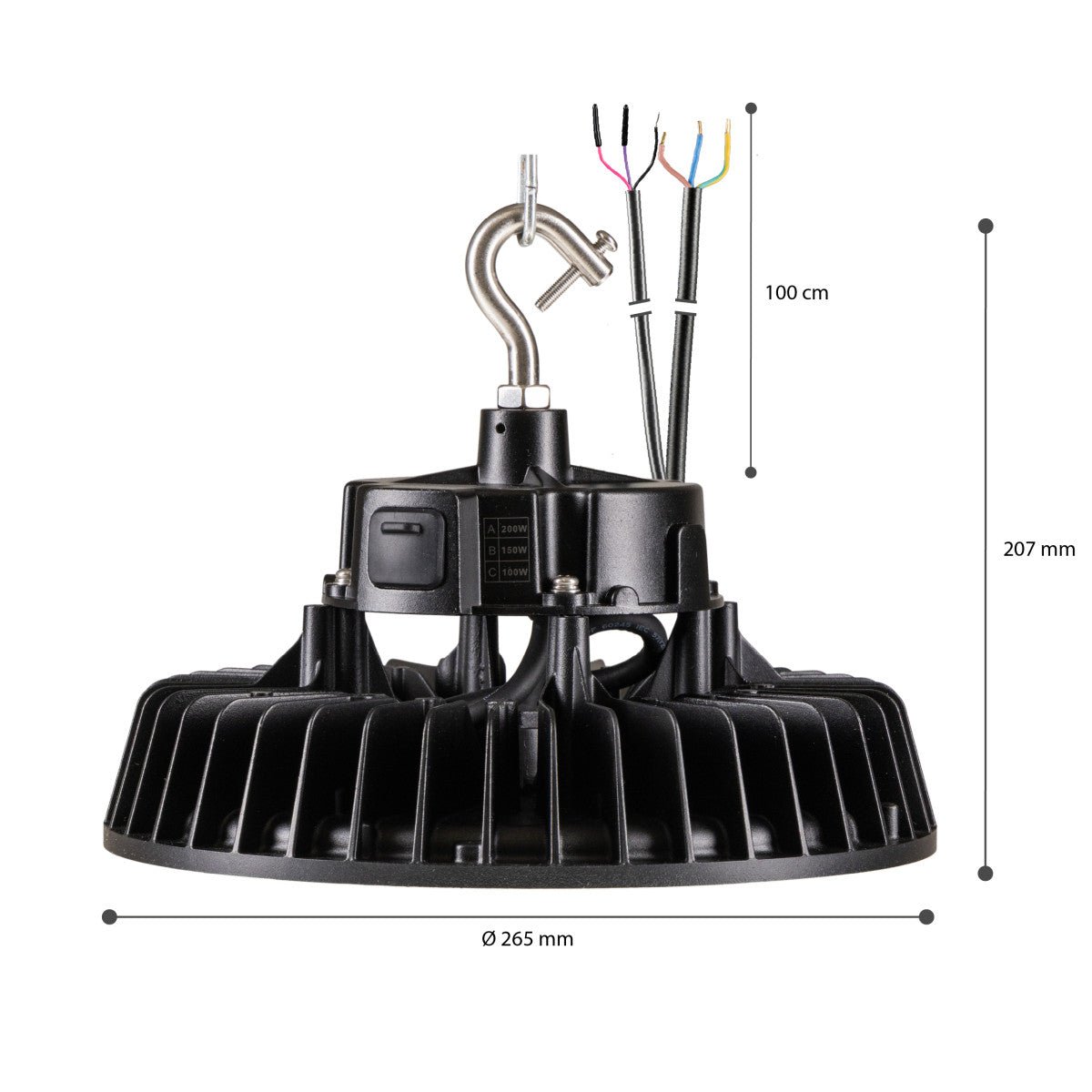LED's Light pro High Bay - 200W 30000lm powerselect dimbaar CCT 3000K/4000K/5000K - Lumileds LED - Sosen Driver High bays led.gl
