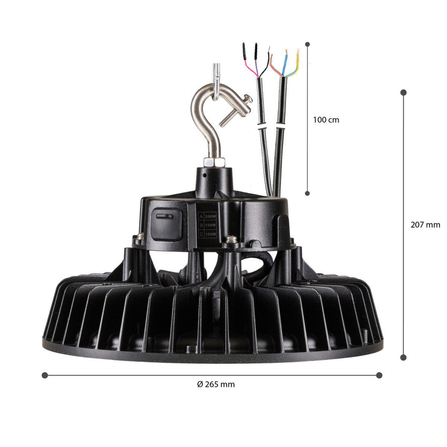 LED's Light pro High Bay - 200W 30000lm powerselect dimbaar CCT 3000K/4000K/5000K - Lumileds LED - Sosen Driver High bays led.gl