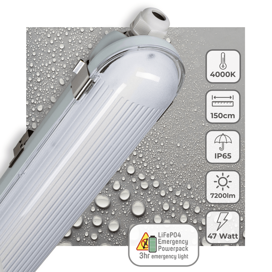 LED's Light PRO Philips LED TL armatuur 150 cm - Met noodaccu - 185lm/w - Energielabel B - 47W 7200lm 4000K led.gl