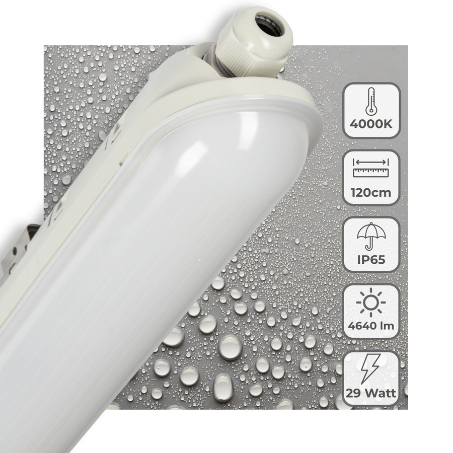 LED's Light Pro Koppelbaar LED TL armatuur compleet 120 cm - Waterdicht - 4640 lm 29W 4000K 160lm/w TL verlichting led.gl