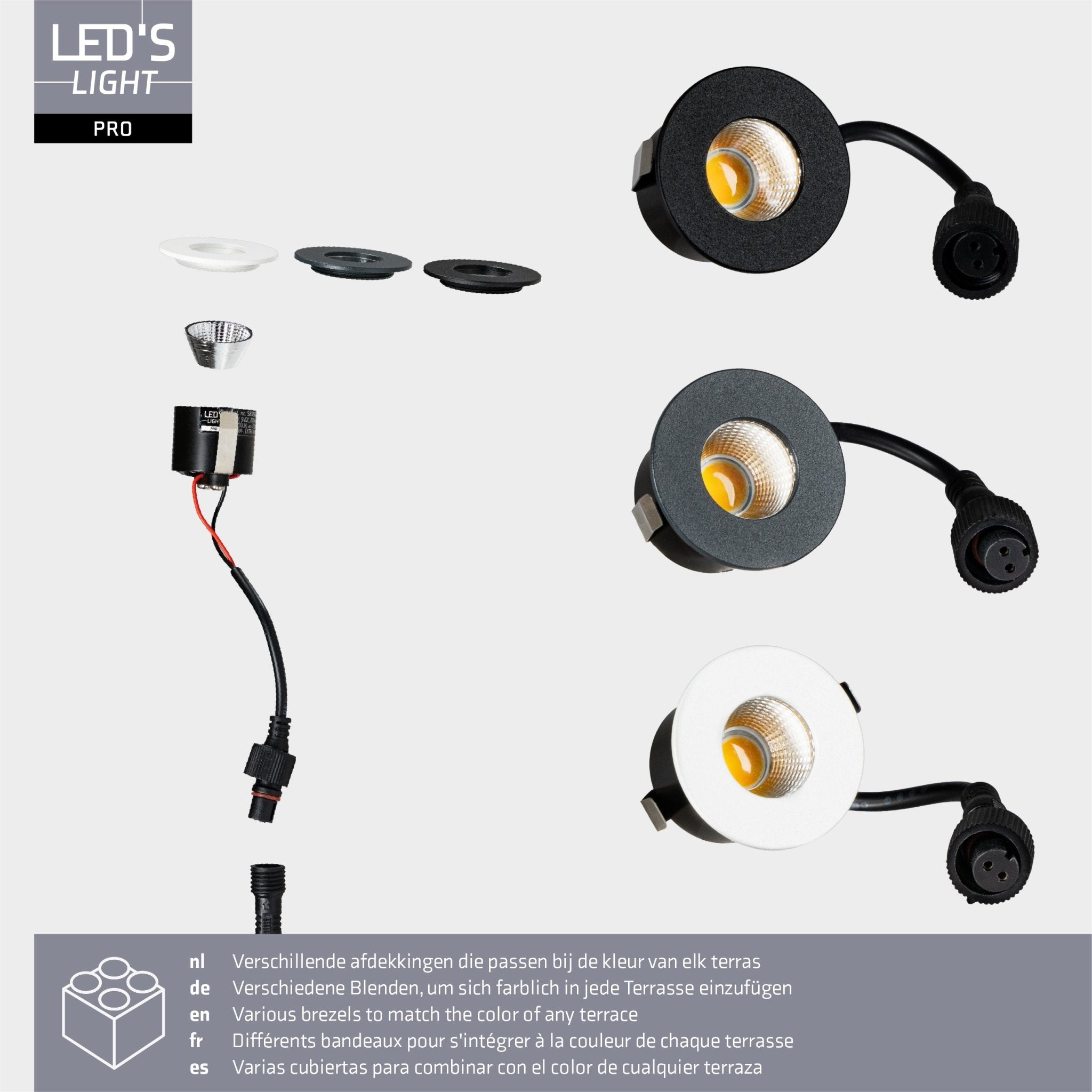 6 PACK - LED's Light PRO mini inbouwspot 3 cm - Voor overkapping, veranda's en inbouwplafonds - Dimbaar - 3 Kleuren plaatjes Inbouwspots led.gl