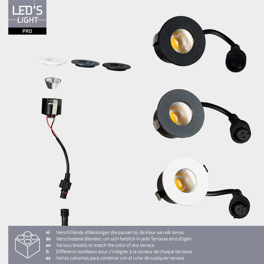 6 PACK - LED's Light PRO mini inbouwspot 3 cm - Voor overkapping, veranda's en inbouwplafonds - Dimbaar - 3 Kleuren plaatjes Inbouwspots led.gl