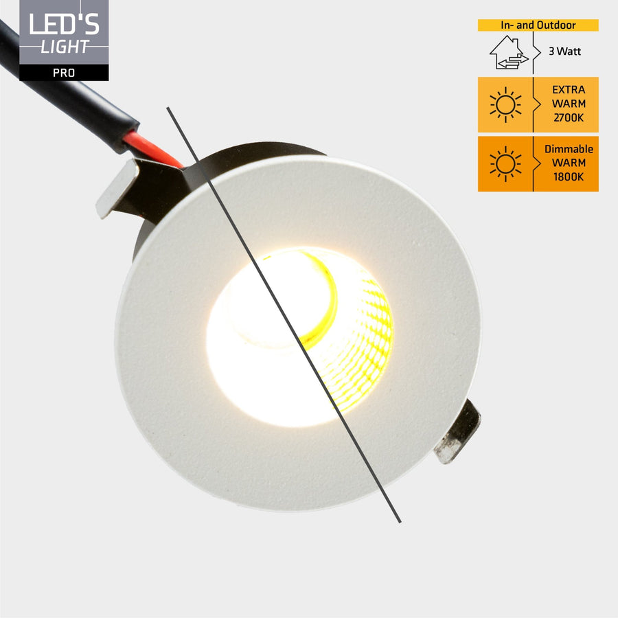 6 PACK - LED's Light PRO mini inbouwspot 3 cm - Voor overkapping, veranda's en inbouwplafonds - Dimbaar - 3 Kleuren plaatjes Inbouwspots led.gl