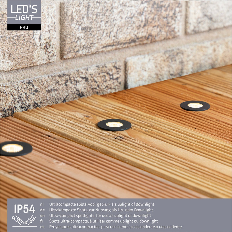 6 PACK - LED's Light PRO mini inbouwspot 3 cm - Voor overkapping, veranda's en inbouwplafonds - Dimbaar - 3 Kleuren plaatjes Inbouwspots led.gl