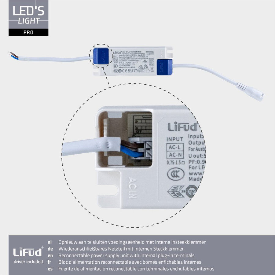 LED's Light Pro Paneel - 180lm/w - 25W 4500lm 4000K UGR<19 - 620x620mm - Lifud-driver - Wit - Duitse maat Panelen led.gl