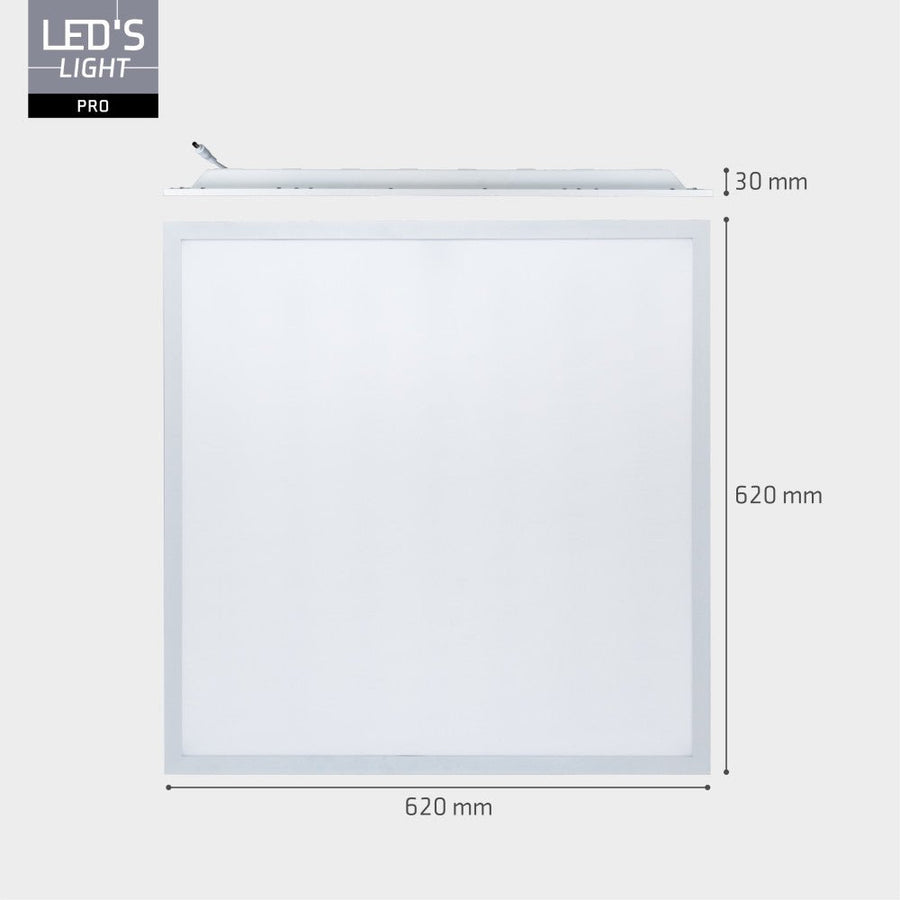 LED's Light Pro Paneel - 180lm/w - 25W 4500lm 4000K UGR<19 - 620x620mm - Lifud-driver - Wit - Duitse maat Panelen led.gl