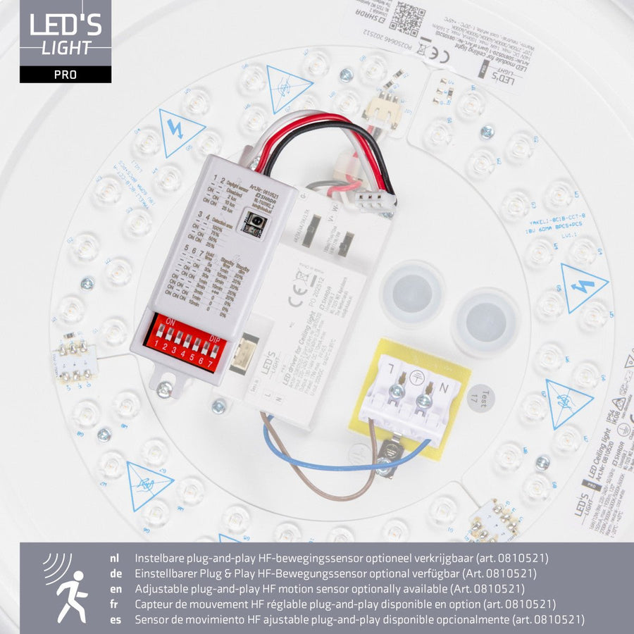 LED's Light Pro Plafondarmatuur - 16W 1920lm 2700K/3000K/4000K/5000K/6000K - Ø350mm IP54 IK08 Vermogen verstelbaar Plafondlampen led.gl