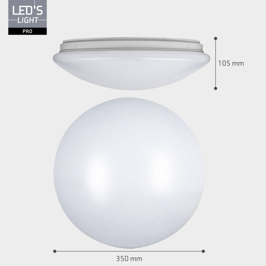 LED's Light Pro Plafondarmatuur - 16W 1920lm 2700K/3000K/4000K/5000K/6000K - Ø350mm IP54 IK08 Vermogen verstelbaar Plafondlampen led.gl