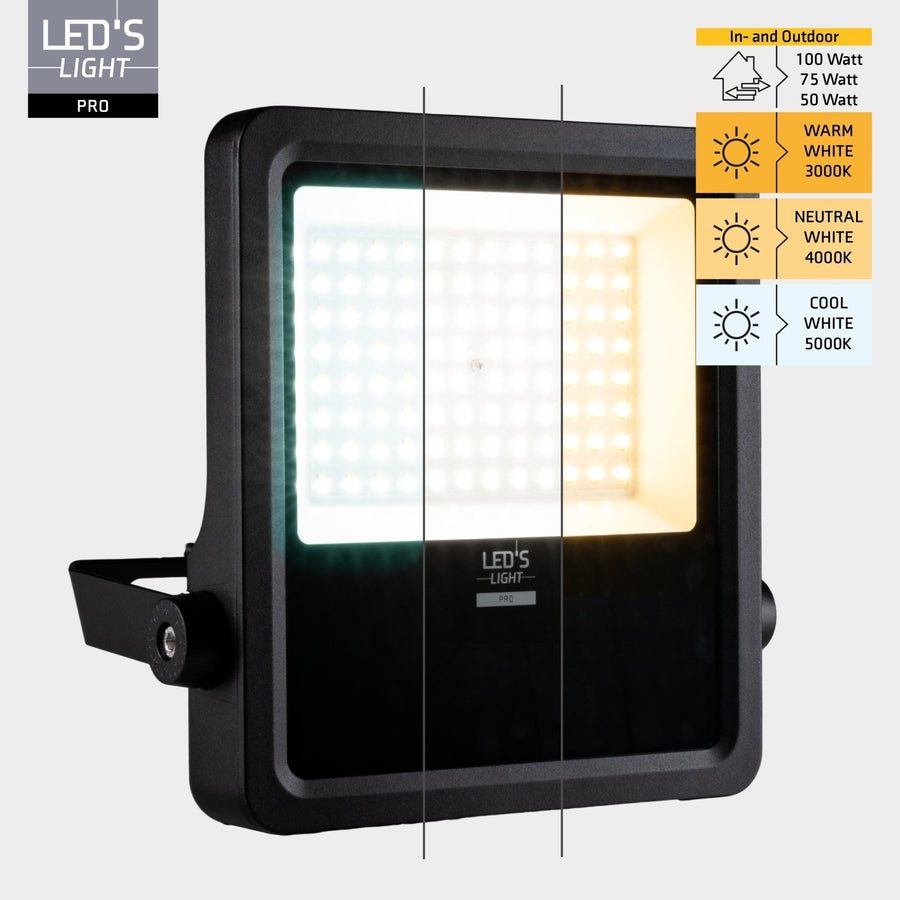 LED's Light Pro Premium Floodlight 12750lm - CCT schakelbaar - Powerselect - 6 lichtstanden - Water en roestbestendig - 100W Schijnwerpers led.gl