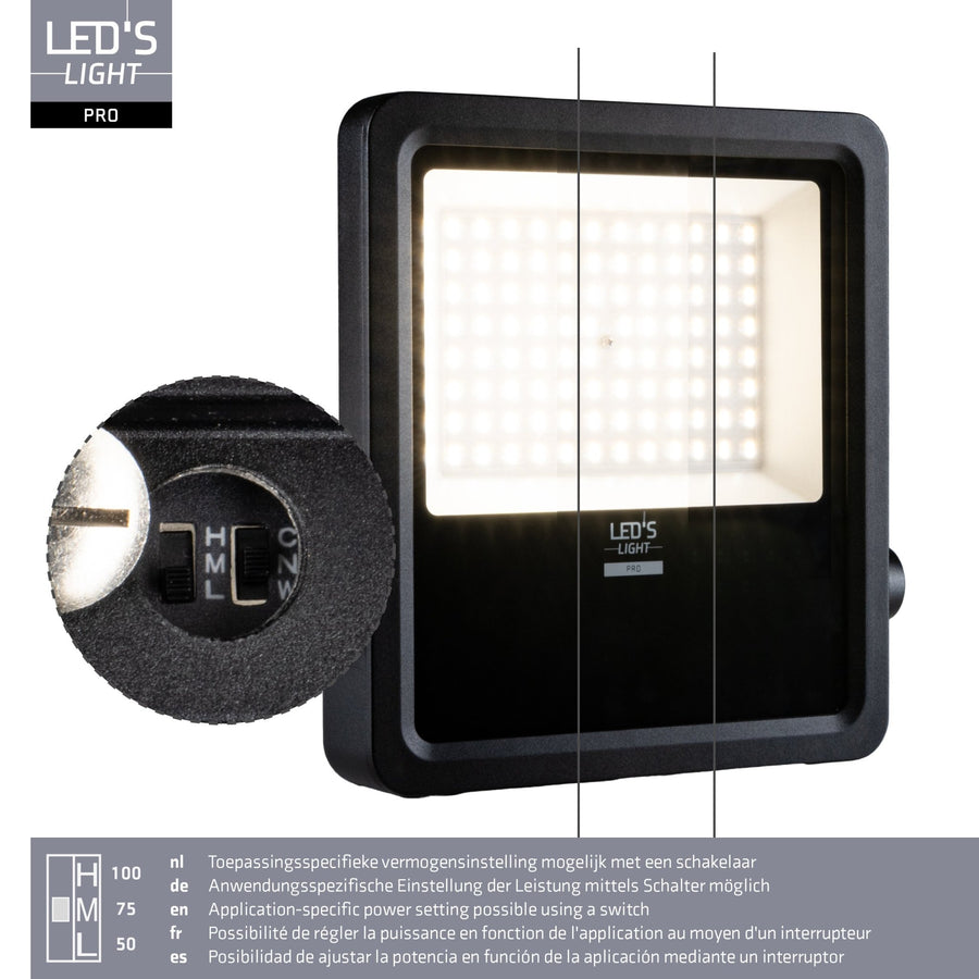 LED's Light Pro Premium Floodlight 12750lm - CCT schakelbaar - Powerselect - 6 lichtstanden - Water en roestbestendig - 100W Schijnwerpers led.gl