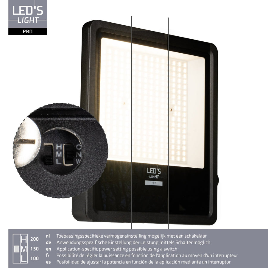 LED's Light Pro Premium Schijnwerper 25500lm - CCT - Powerselect - 6 lichtstanden - Water en roestbestendig - 200W Schijnwerpers led.gl
