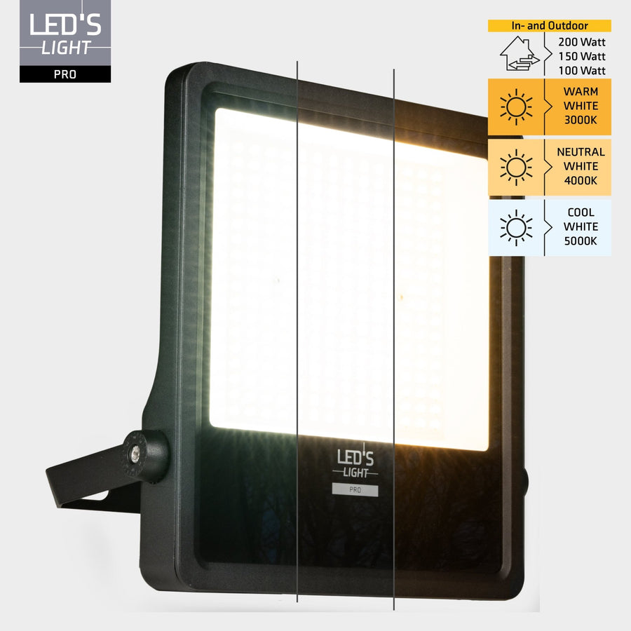 LED's Light Pro Premium Schijnwerper 25500lm - CCT - Powerselect - 6 lichtstanden - Water en roestbestendig - 200W Schijnwerpers led.gl