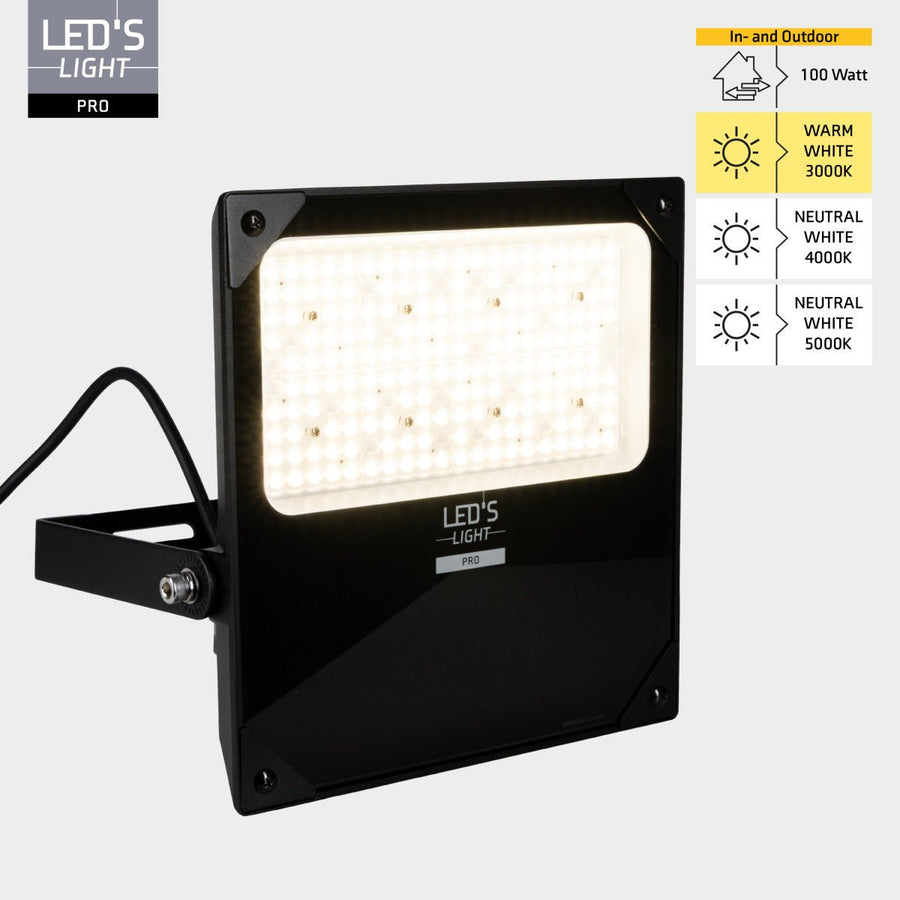 LED's Light pro Schijnwerper floodlight - CCT - 100W 14000lm 3000K/4000K/5000K - Sosen voeding - Zwart - IP66 IK08 Vermogen verstelbaar Schijnwerpers led.gl