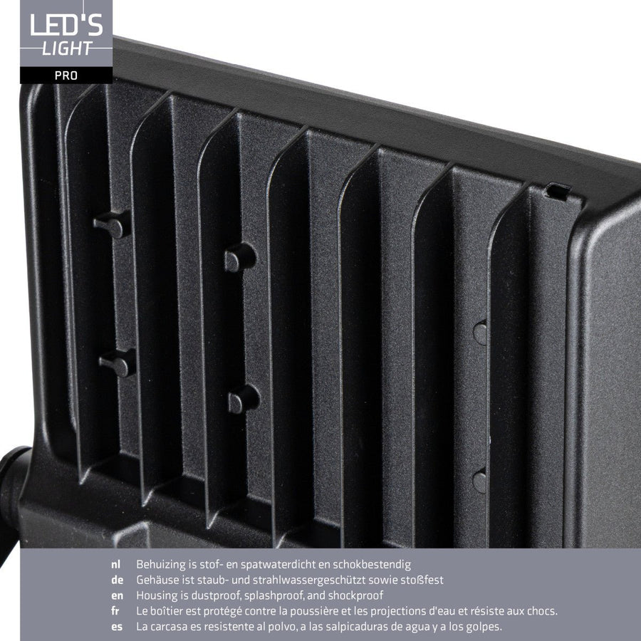 LED's Light pro Schijnwerper floodlight - CCT - 100W 14000lm 3000K/4000K/5000K - Sosen voeding - Zwart - IP66 IK08 Vermogen verstelbaar Schijnwerpers led.gl