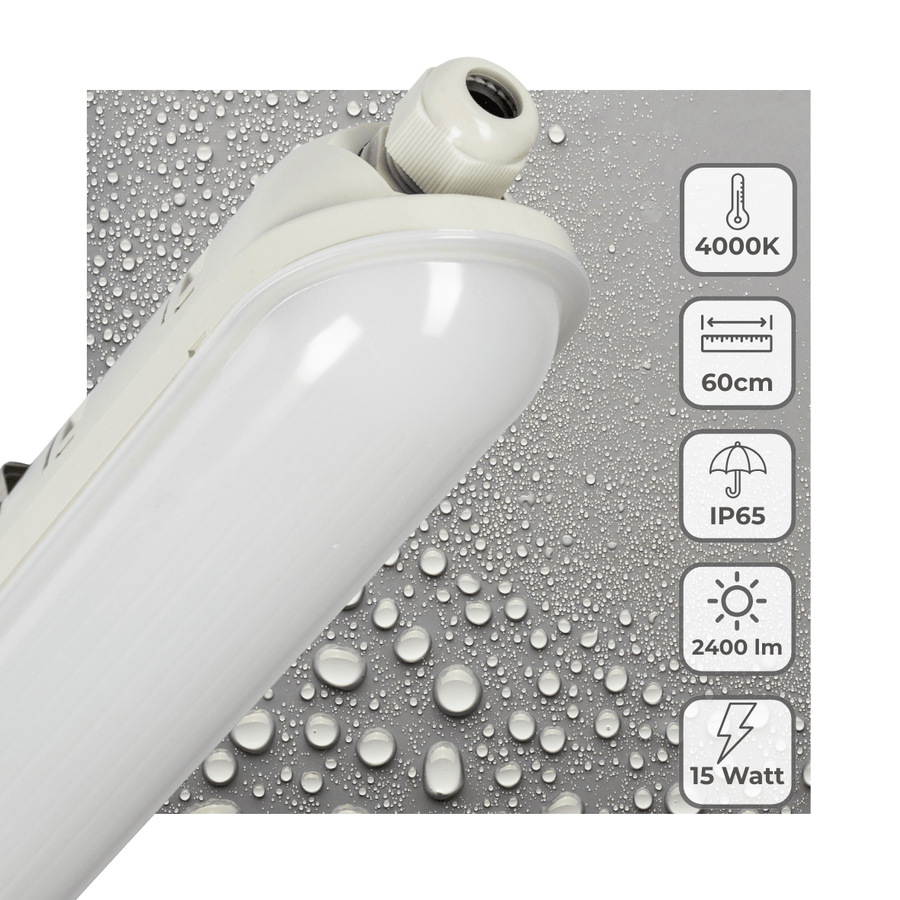 LED's Light Pro TL armatuur compleet 60 cm - Koppelbaar - IP65 Waterdicht - 2400 lm - 15W - 160lm/w TL verlichting led.gl