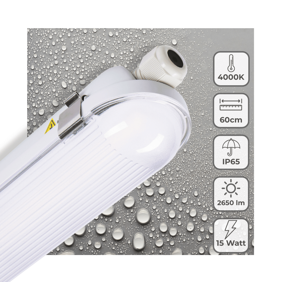 LED's Light Pro Philips TL Armatuur Strip 60 cm - Koppelbaar - Energielabel B - IP65 waterdicht - 2650 lm - 175lm/w TL verlichting led.gl