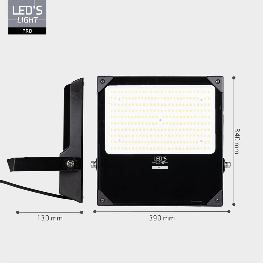 LED's Light Professionele LED Floodlight 37000 - 3 lichtstanden - Waterdicht - 200 watt - daglichtsensor Schijnwerpers led.gl