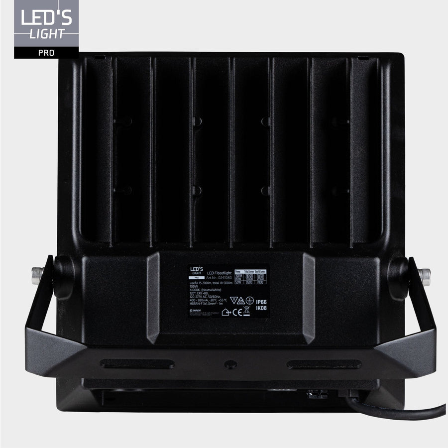 LED's Light pro Professionele LED Schijnwerper 18500 - 3 lichtstanden - Waterdicht - 100 watt - Daglichtsensor Schijnwerpers led.gl