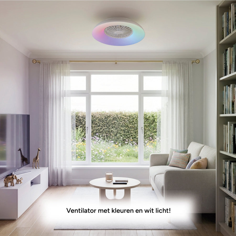LED's Light RGB Plafondlamp met ventilator - 54W 3950lm 2700K/6500K/RGB - Ø600mm IP20 - Dimbaar Plafondventilatoren led.gl
