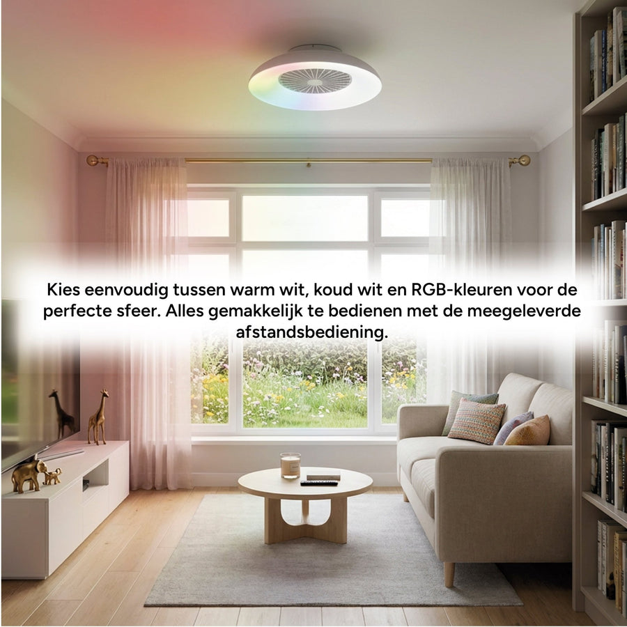 LED's Light RGB Plafondlamp met ventilator - 54W 3950lm 2700K/6500K/RGB - Ø600mm IP20 - Dimbaar Plafondventilatoren led.gl