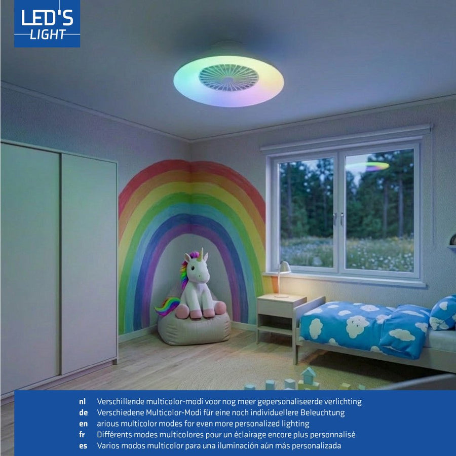 LED's Light RGB Plafondlamp met ventilator - 54W 3950lm 2700K/6500K/RGB - Ø600mm IP20 - Dimbaar Plafondventilatoren led.gl