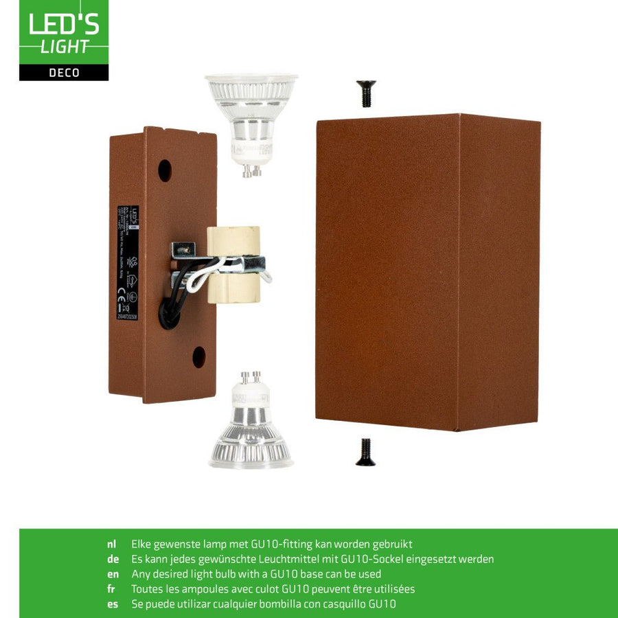 LED's Light Roestkleurige buitenlamp - IP44 - Excl 2x GU10 - Wandlamp Wandlampen led.gl