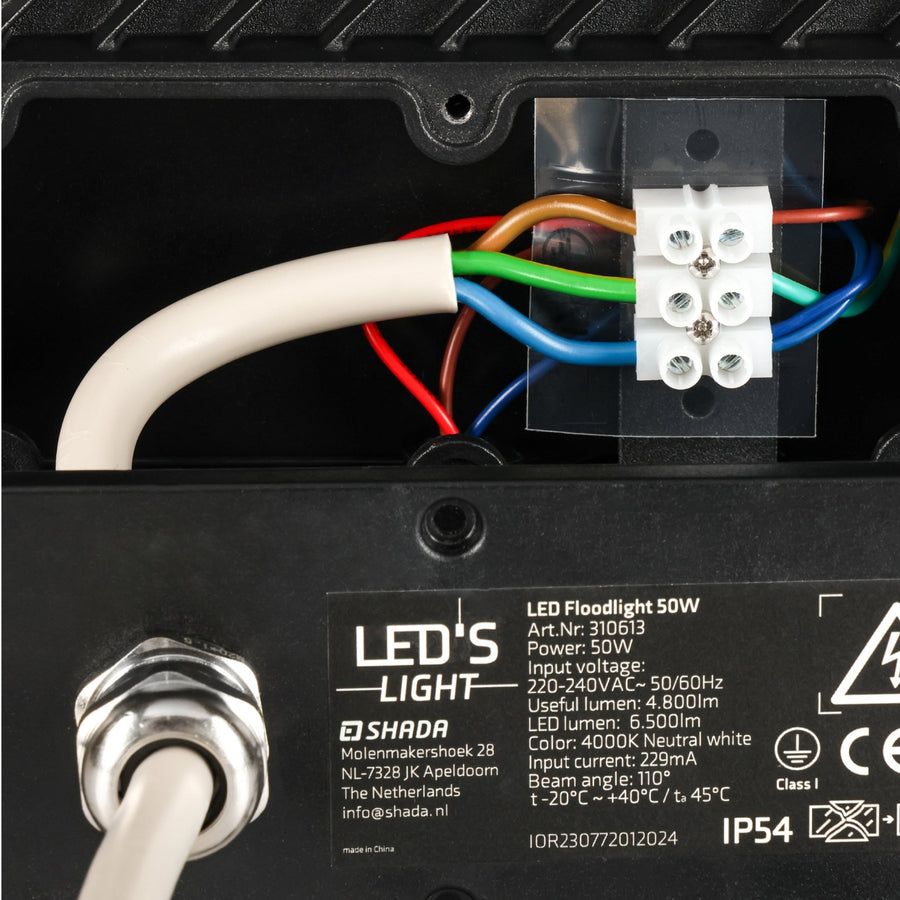 LED's Light Schijnwerper met Bewegingssensor 6000 - Waterdicht & Kantelbaar - 50W Schijnwerpers led.gl