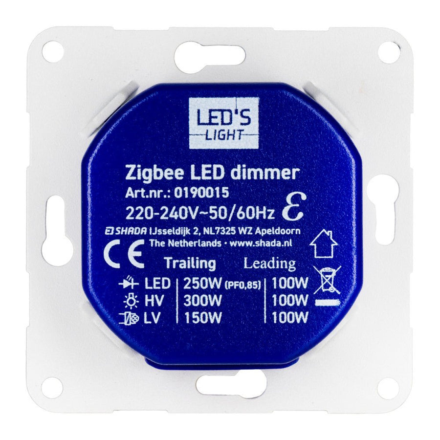 LED's Light Smart Zigbee LED dimmer - 300 watt - Geschikt voor fase afsnijding (trailing edge) & fase aansnijding (leading edge) - Inbouw dimmer - Universeel Dimmers led.gl