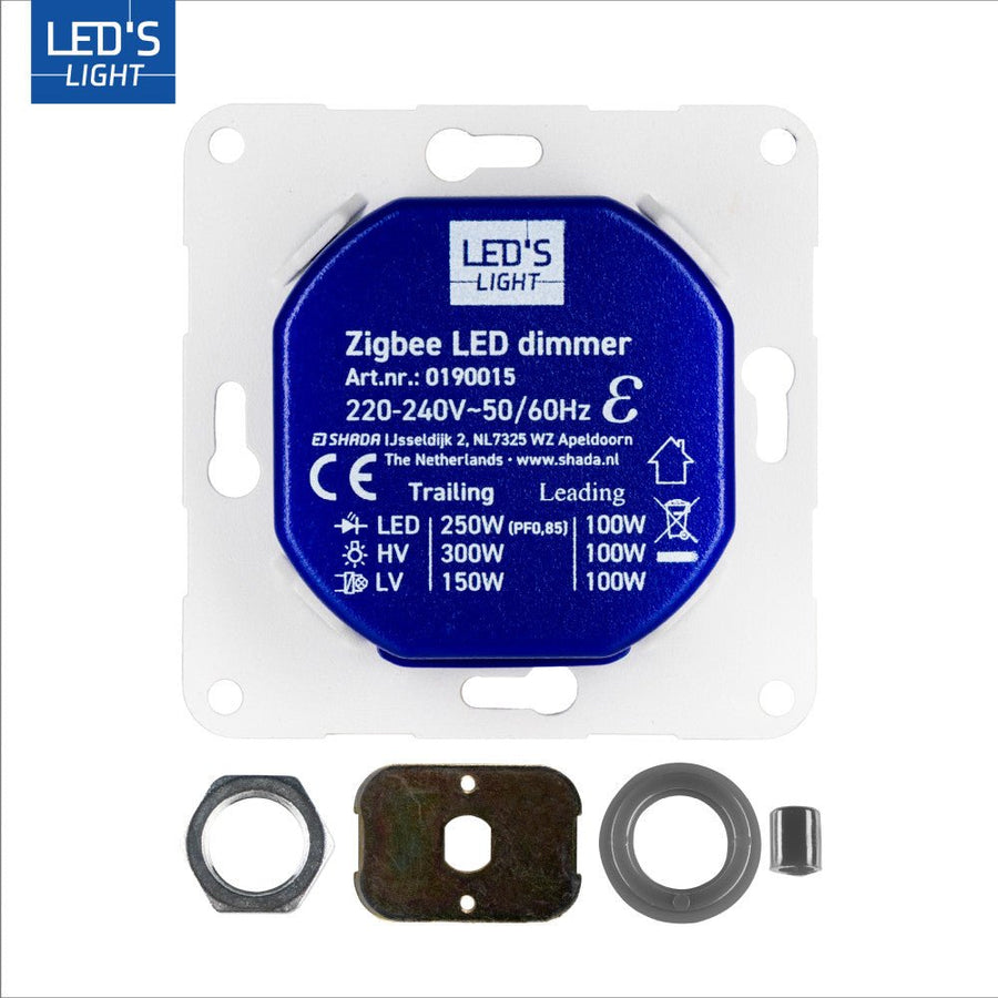 LED's Light Smart Zigbee LED dimmer - 300 watt - Geschikt voor fase afsnijding (trailing edge) & fase aansnijding (leading edge) - Inbouw dimmer - Universeel Dimmers led.gl