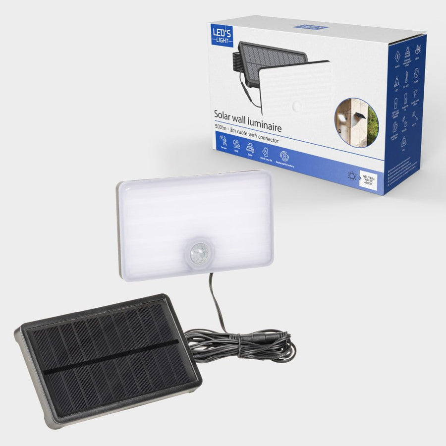 LED's Light Solar buitenlamp met sensor en zonnepaneel - 500lm 4000K - Zwart - IP65 Schijnwerpers led.gl