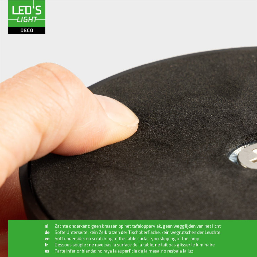 LED's Light Tafellamp op accu - oplaadbaar en draadloos - voor binnen en buiten - 3 kleuren - Zwart Tafellampenen led.gl