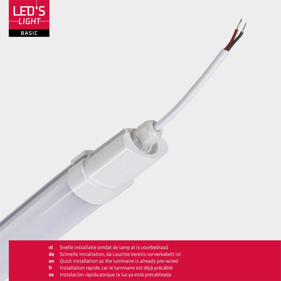 2 PACK - LED's Light TL Licht balk Batten 120 cm - Geschikt voor alle binnen en vochtige ruimtes - 18W - IP65 - IK08 - 1900lm TL verlichting led.gl