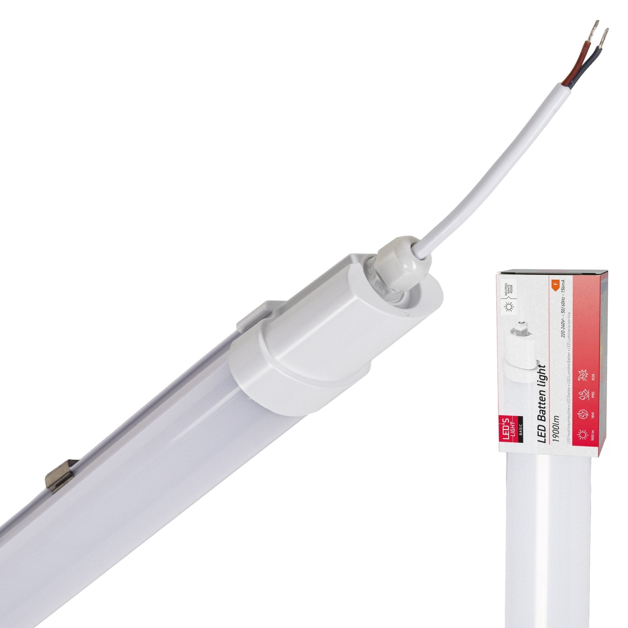 LED's Light TL Licht balk Batten 120 cm - Geschikt voor alle binnen en vochtige ruimtes - 18W - IP65 - IK08 - 1900lm TL verlichting led.gl