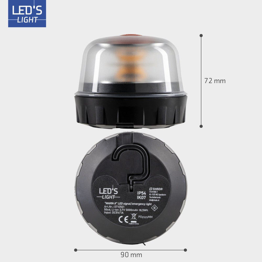 LED's Light WARN-X LED signaal-noodverlichting -5000mAh - IP54 - Amber Noodverlichting led.gl