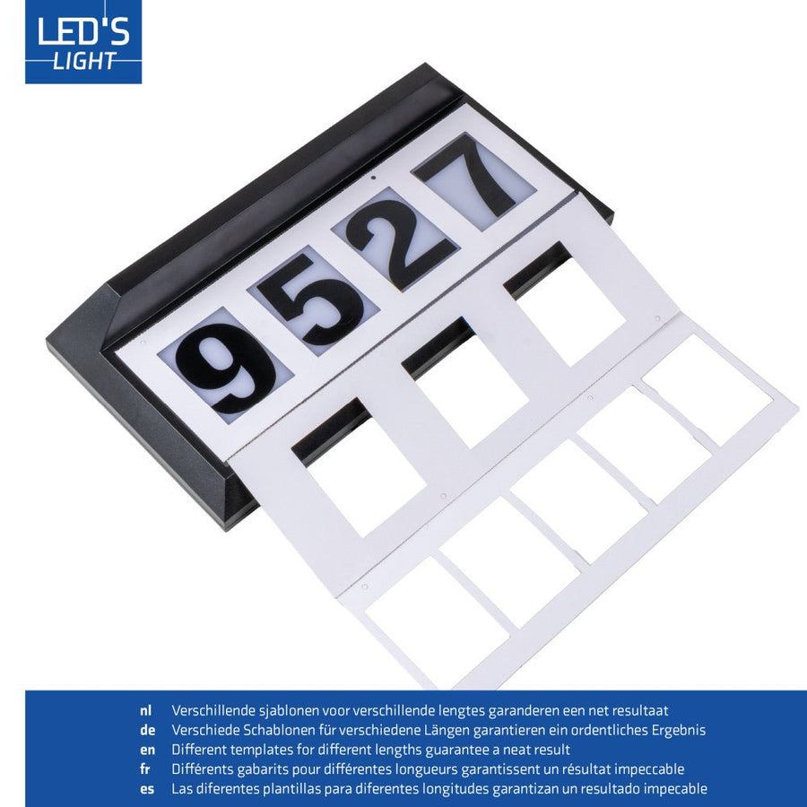 LED's Light zonnepaneel Solar-LED huisnummerbord set Wandlampen led.gl