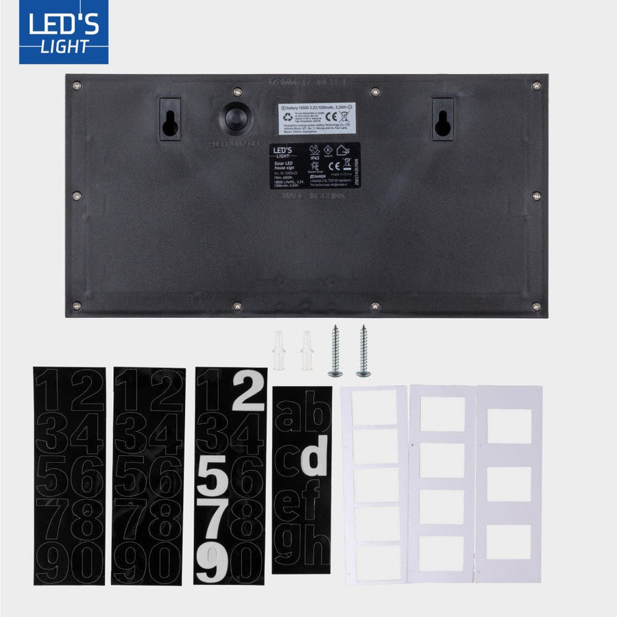 LED's Light zonnepaneel Solar-LED huisnummerbord set Wandlampen led.gl