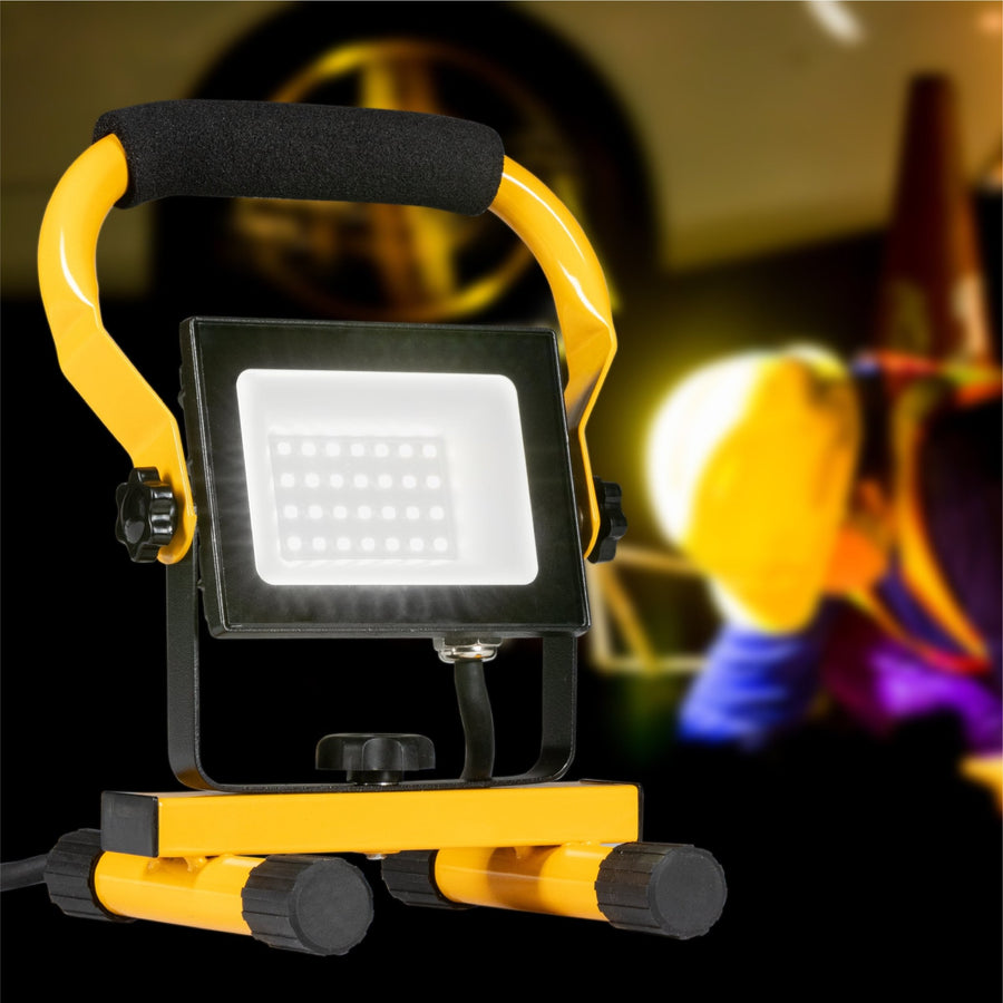 LED's Work Bouwlamp Werklamp 2000 - Verstelbare beugel - Waterdicht (IP65) - Zwart geel - Bedraad Werklampen led.gl