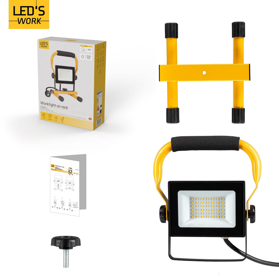 LED's Work Bouwlamp 3100 - Verstelbare beugel - Waterdicht (IP65) - Zwart geel Werklampen led.gl