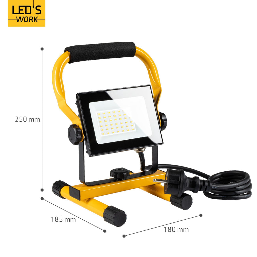 LED's Work Bouwlamp 3100 - Verstelbare beugel - Waterdicht (IP65) - Zwart geel Werklampen led.gl