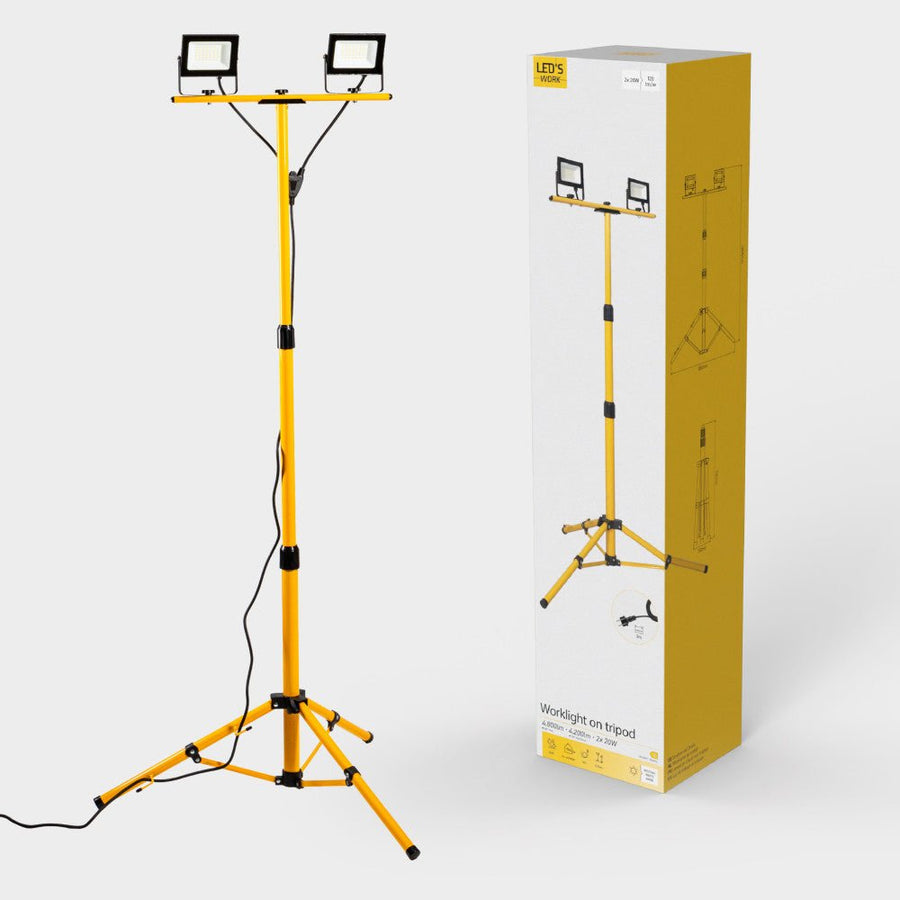 LED's Work bouwlamp/Werklamp op statief AC Bouwlamp – 2×20 W 4800 lm 4000 K Bouwlampen led.gl
