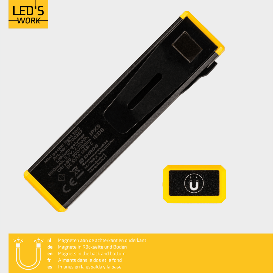 LED's Work Compacte LED Mini Zaklamp - Oplaadbaar - 3 verschillende lichtmodi en zoomfunctie Zaklampen led.gl