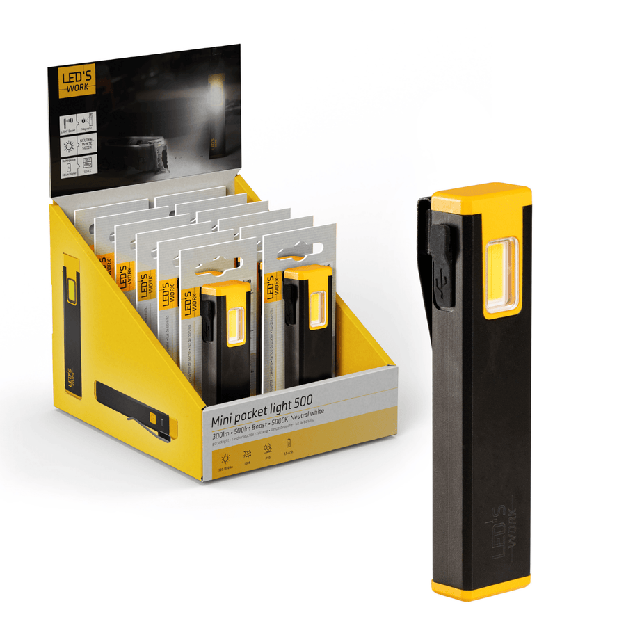 LED's Work Compacte LED Mini Zaklamp - Oplaadbaar - 3 verschillende lichtmodi en zoomfunctie Zaklampen led.gl