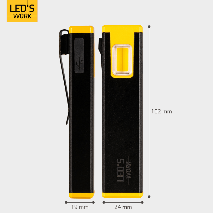 LED's Work Compacte LED Mini Zaklamp - Oplaadbaar - 3 verschillende lichtmodi en zoomfunctie Zaklampen led.gl