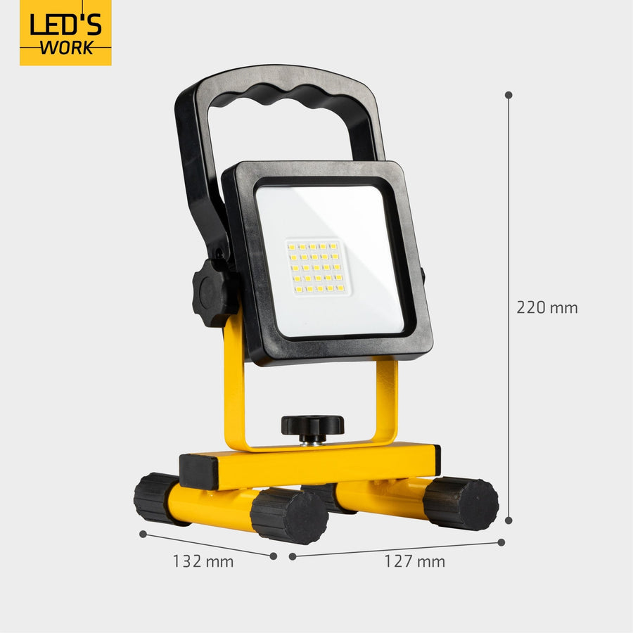 LED's Work draadloze LED Werklamp op accu 1200lm - Oplaadbaar en kantelbaar - Zwart geel Werklampen led.gl