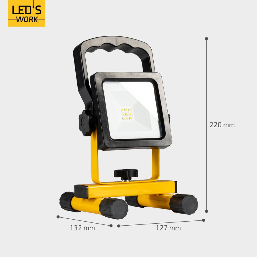 LED's Work draadloze LED Werklamp op accu 700lm - Oplaadbaar en kantelbaar - Zwart geel Werklampen led.gl