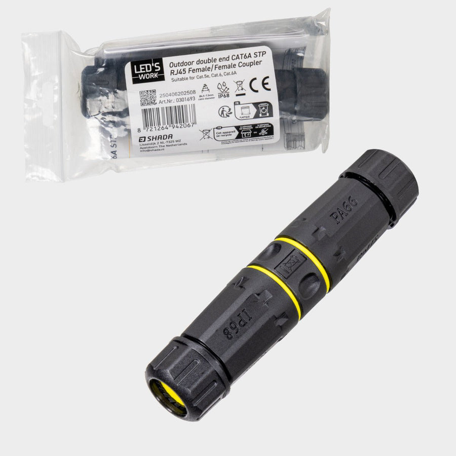 LED's Work Ethernet connector RJ45-connector I-vorm – CAT6A – Ø4,5–7,5 mm kabel – IP68 Kabelverbinders led.gl