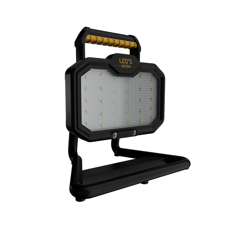 LED's Work LED oplaadbare Bouwlamp 20W 2000lm - Werkt draadloos op accu - Stof- en waterdicht - Inklapbaar Bouwlampen led.gl
