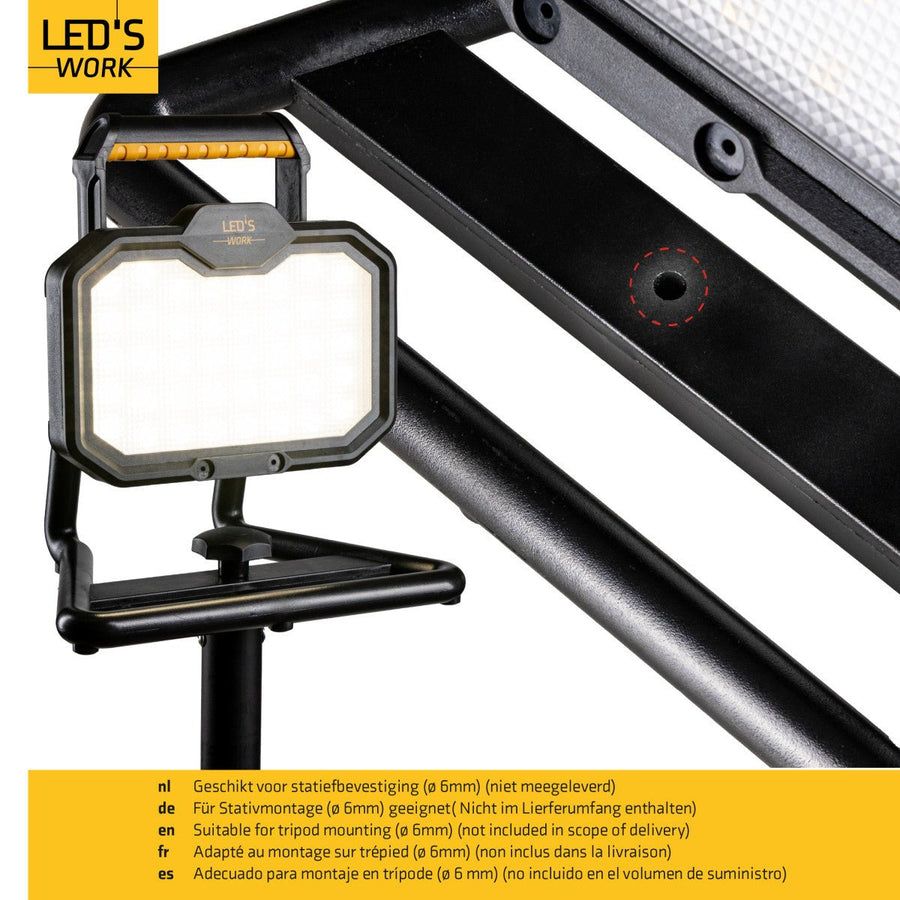 LED's Work LED oplaadbare Bouwlamp 20W 2000lm - Werkt draadloos op accu - Stof- en waterdicht - Inklapbaar Bouwlampen led.gl